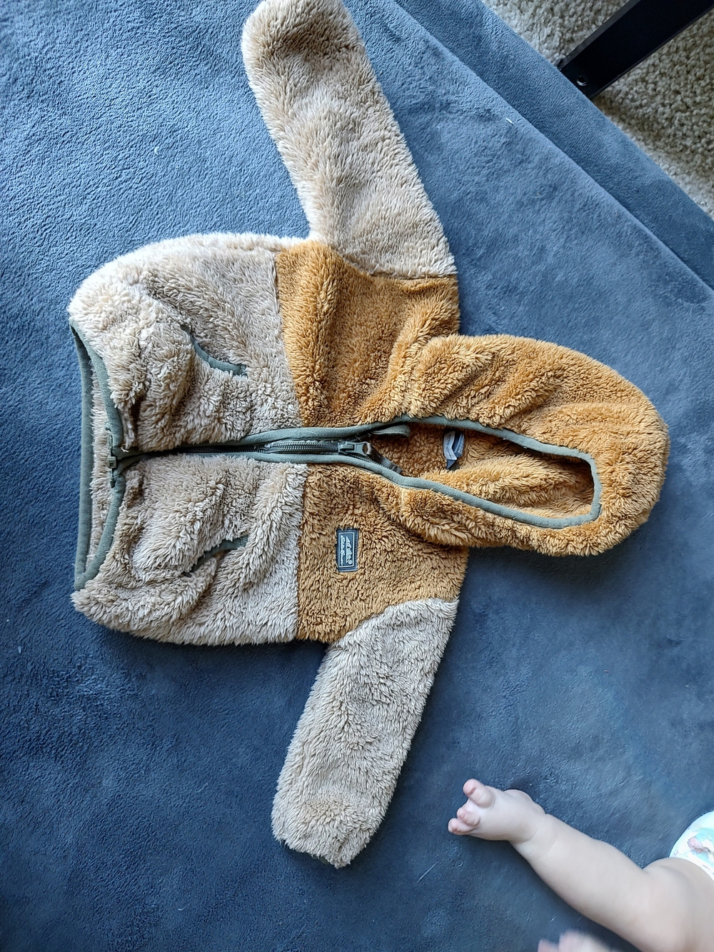 Sherpa Zip-On One-Piece Hoodie in Tan and Brown